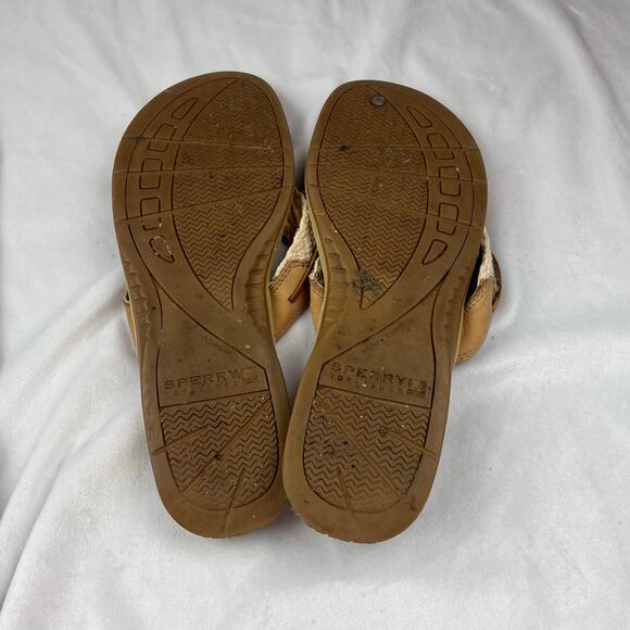 Sperry Topsider Sandals Womens 9 Macrame Leather Flip Flop Sailing Nautical Easy - Picture 4 of 7
